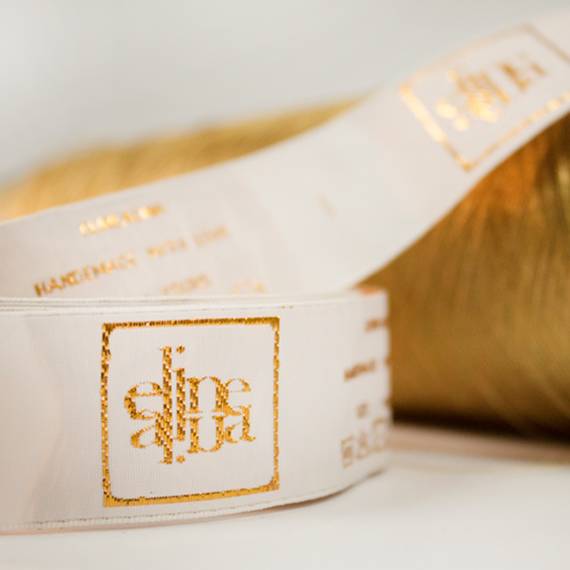 etiqueta tejida con logotipo personalizado