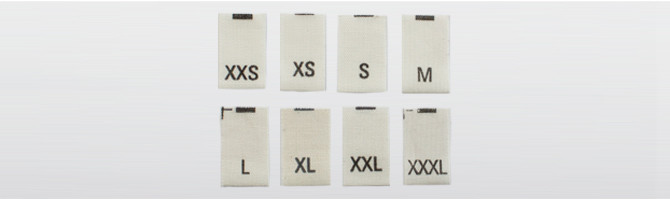 Algodón orgánico blanco roto - etiquetas de tallas XXS a XXXL impresas