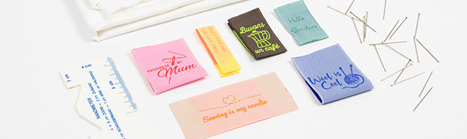 Etiquetas para coser tafetán 